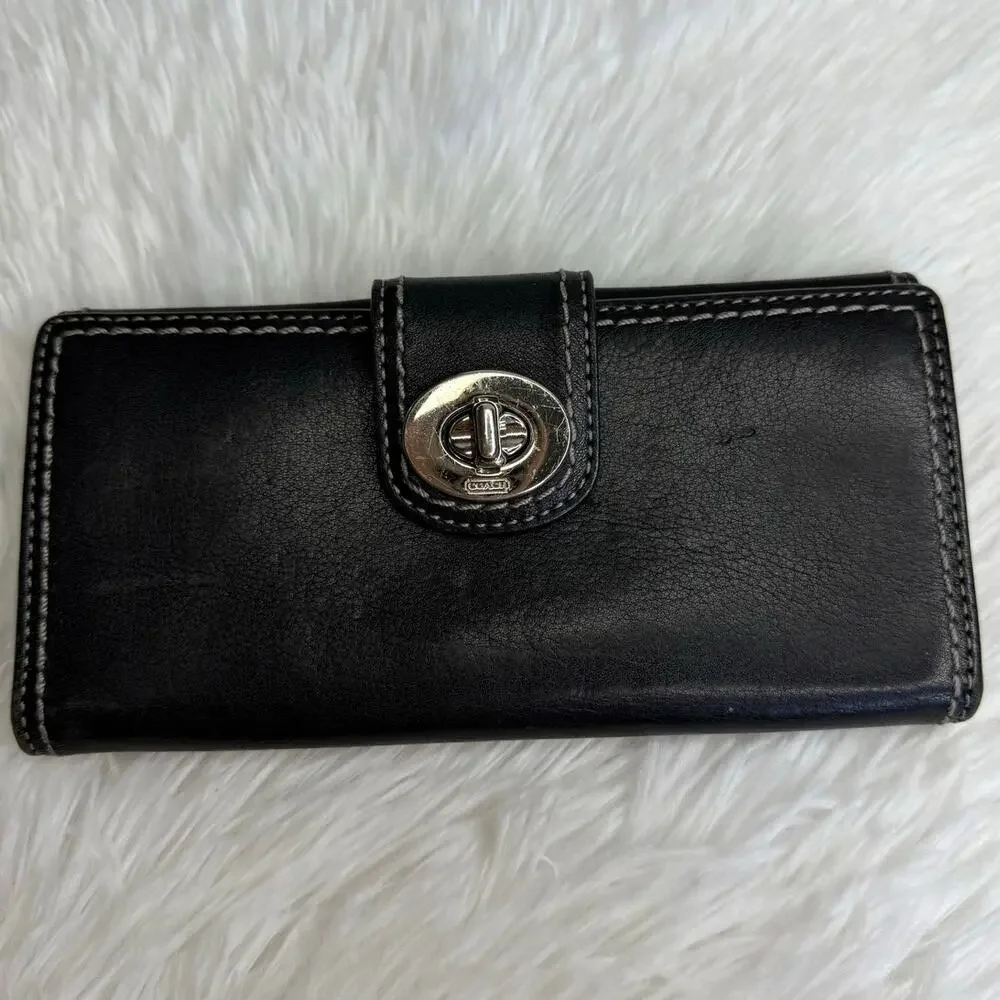 y2k COACH Vintage Soho Black Turn Lock Wallet